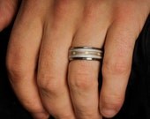 Titanium Silver Rose Gold Wedding Band