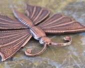 Sale - 2 New Antiqued Copper Brass Butterfly Metal Stampings Jewelry Finding Embellishment CO039