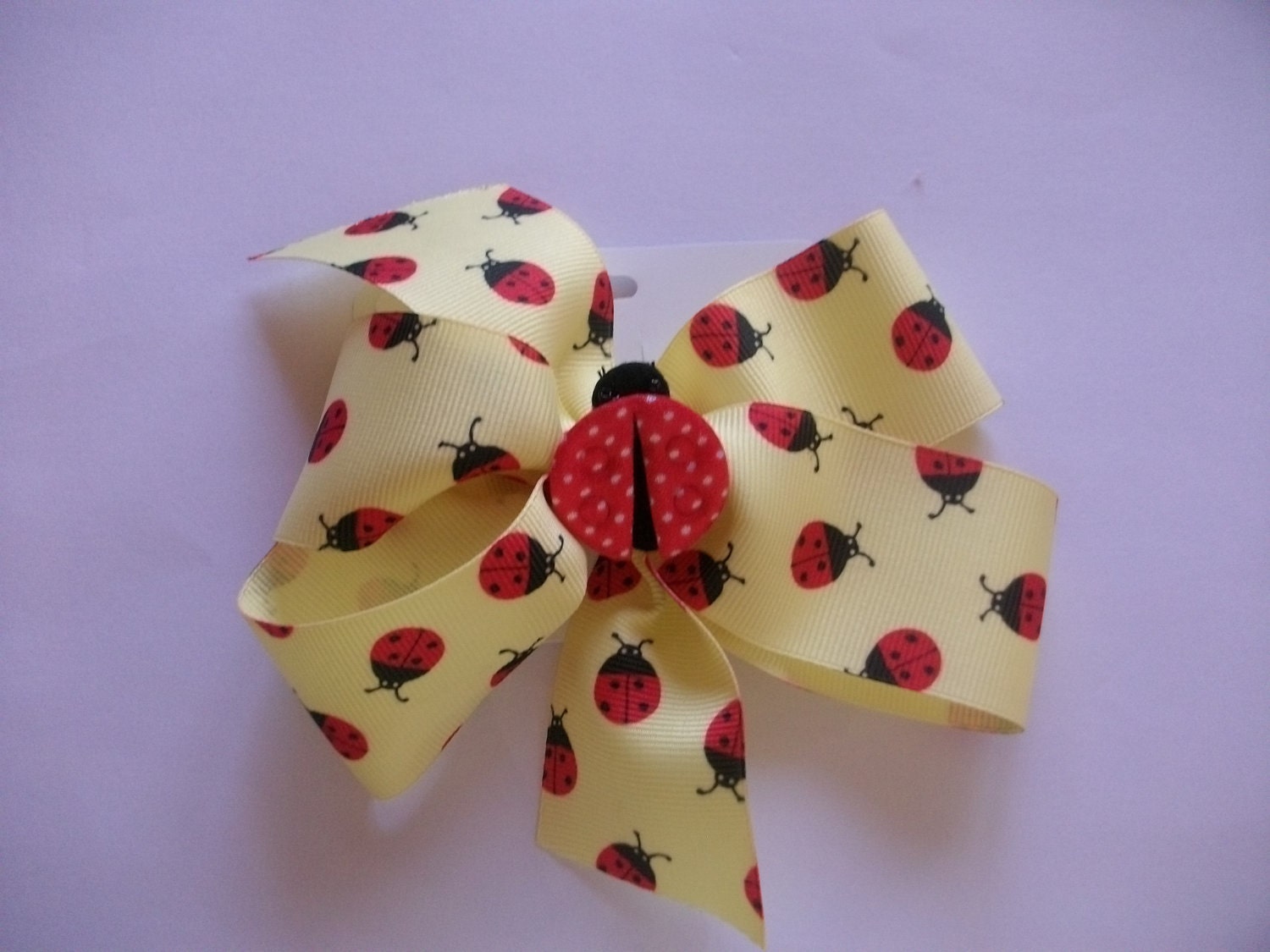 Ladybug Yellow Large Bow on clip