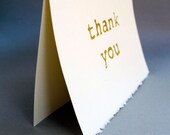 Gold Thank You Card - Typewriter Font Blank Card - Blank Inside