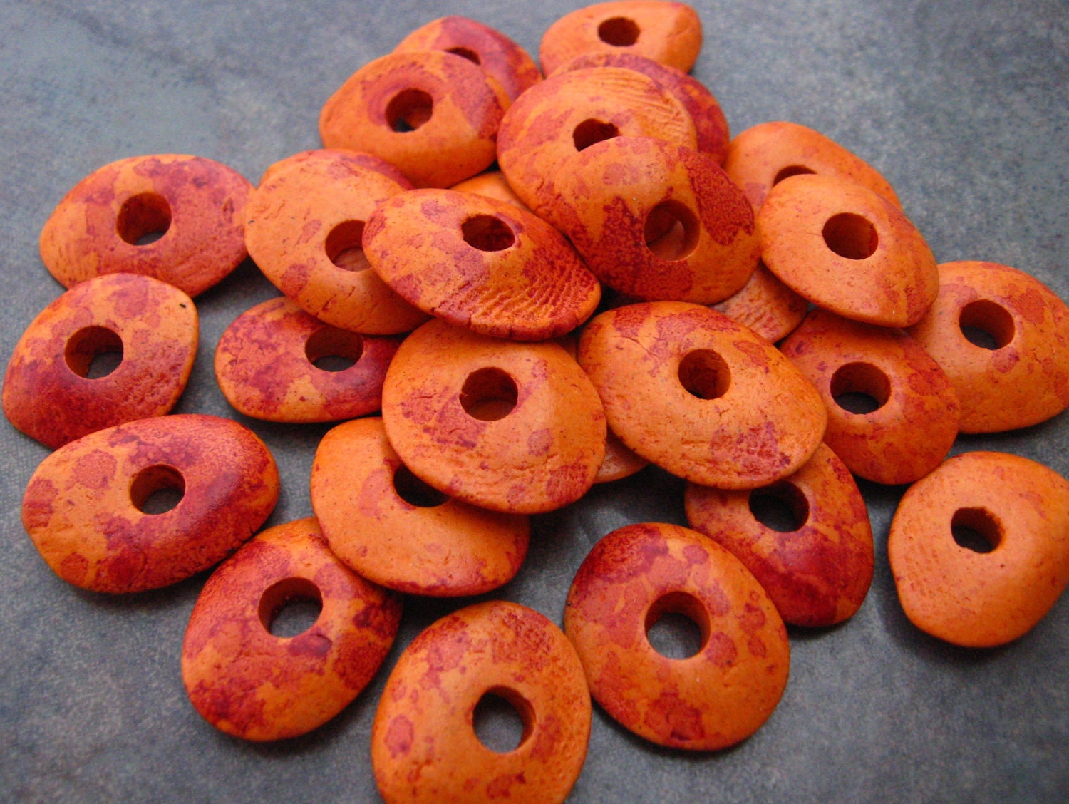 10 TANG Greek Ceramic 13mm Cornflake Beads