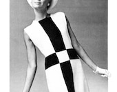 Vintage 60s Mod Color Block Geometric Dress Knitting Pattern PDF Treasury Item