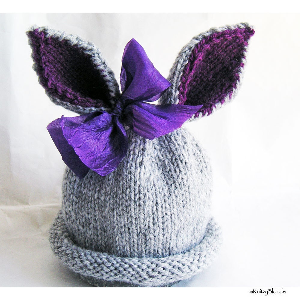Hand Knit Bunny Baby Rabbit Hat, Custom Size, Girl or Boy  Easter Peter CottonTail