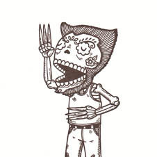 El Wolverine Calavera Limited Edition Gocco Serigraph