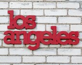 Los Angeles California sign made from upcycled wood