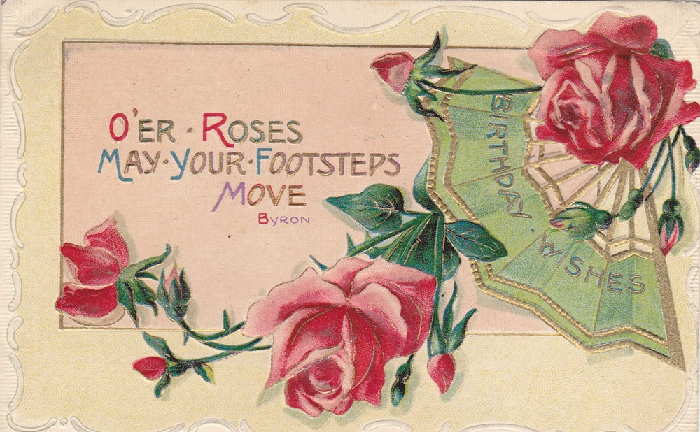 Antique Birthday Greetings Used Embossed Postcard Early 1900's (fpc250)