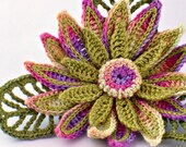 Crochet Brooch Irish Crochet Daisy Pin Yellow Green Fushia Purple
