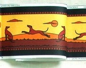 Greyhound Cotton Fabric, Organic Sateen, 1910 style sun yellow red