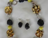 Turquoise Mosaic Necklace Magnesite Yellow and Black