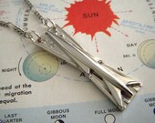 Rocket Necklace Silver Plated Retro Space Ship Jet Age Steampunk Jewelry Accessories By Cosmic Firefly