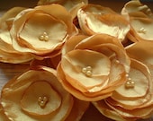 Fabric flowers - 5 upcycled marigold flowers