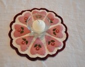 Handmade Wool Heart and Flower Candle Mat
