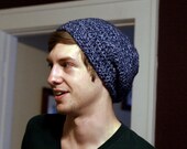 Blue Crochet Slouchy Beanie