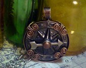 Steampunk Airship Navigator antique compass necklace- N002