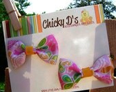 Mini Bow Duo - Pink Butterfly Ribbon on Alligator Clip