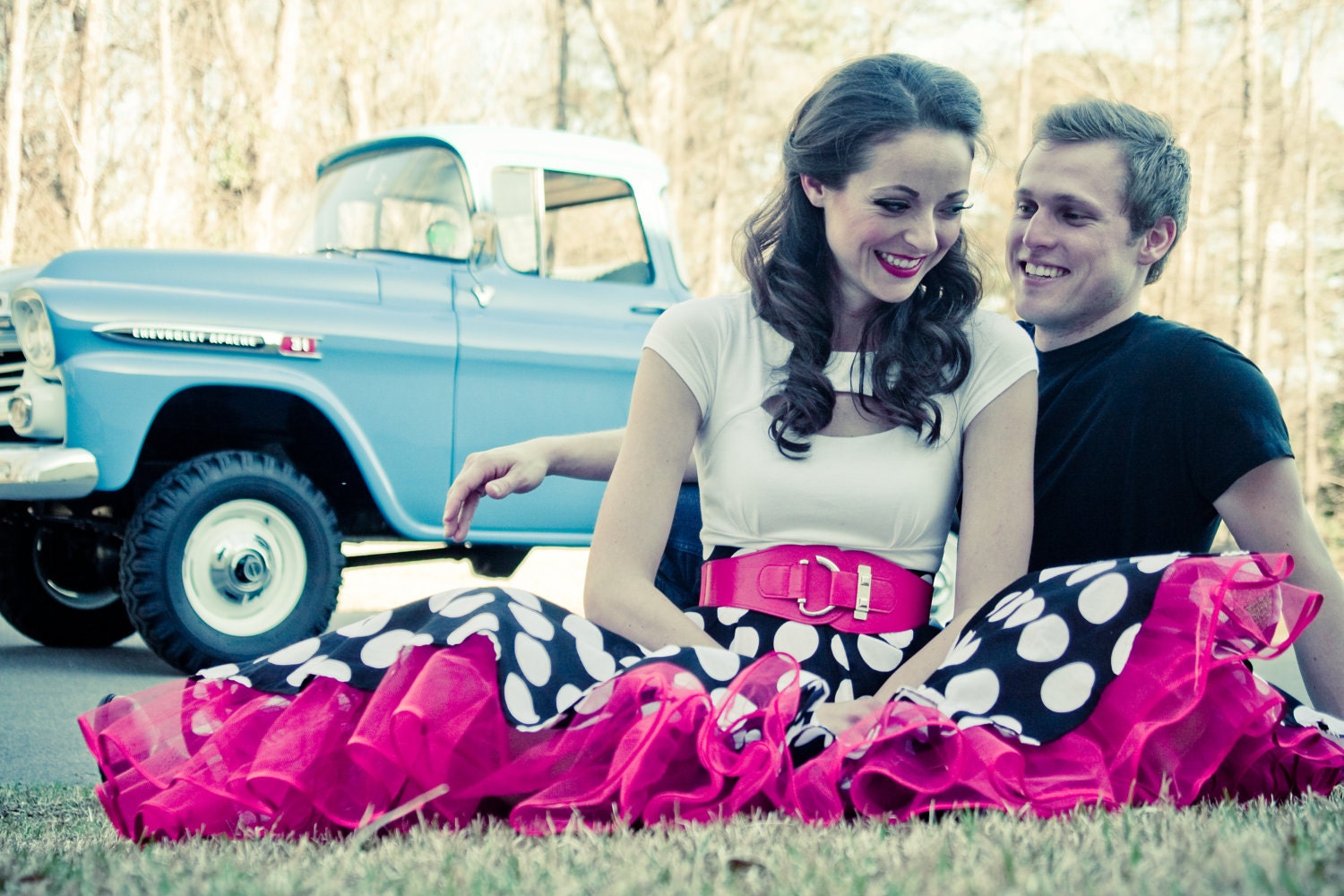 Full Circle Polka Dot Skirt and Petticoat Combo---------Custom Sized