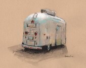 Art Print Airstream Retro Travel Trailer 5x7 on 8x10 - Airstream Bambi by David Lloyd