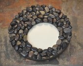 Round Mosaic Pebble-Covered Frame