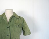 Vintage 1940s Desert Sage Corduroy Blouse M-L