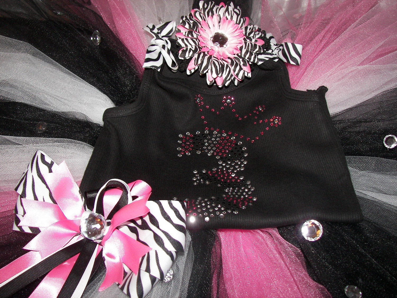 Pink Zebra Birthday BLING Princess Tutu Set-Perfect for birthdays