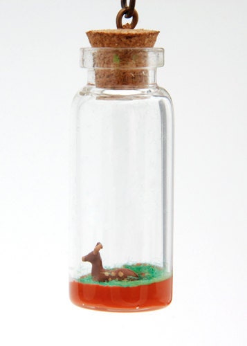 Diorama Necklace -  Laying Fawn