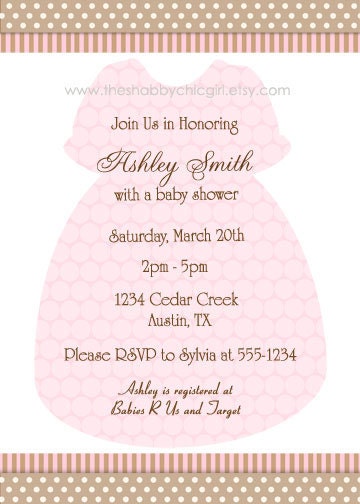 Baby Girl Dress Baby Shower Invite - Custom Invitation
