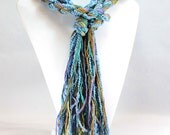 Skinny Scarf - Northern Lights Scarf - Super Long, Vegan, Eco Friendly - Blue