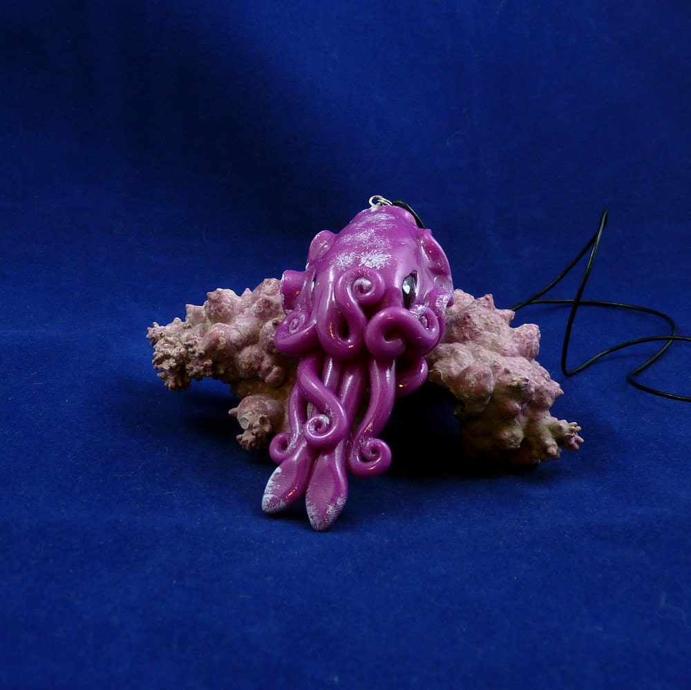 Violet Cuttlefish Necklace - Polymer Clay Jewelry