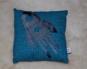 LiliCoco Boys Blue and Silver Rocket Ship Pillow / Tooth Fairy pillow