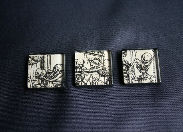 Skeleton Macabre Magnets, Set of Three