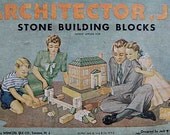Set 1945 Architector Jr. Stone Building Blocks in Box, Wenczel Tile Co, DeJong Design NYC, Architecture