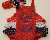 Red/White/Blue  Baby /Toddler Ruffle Bubble Romper