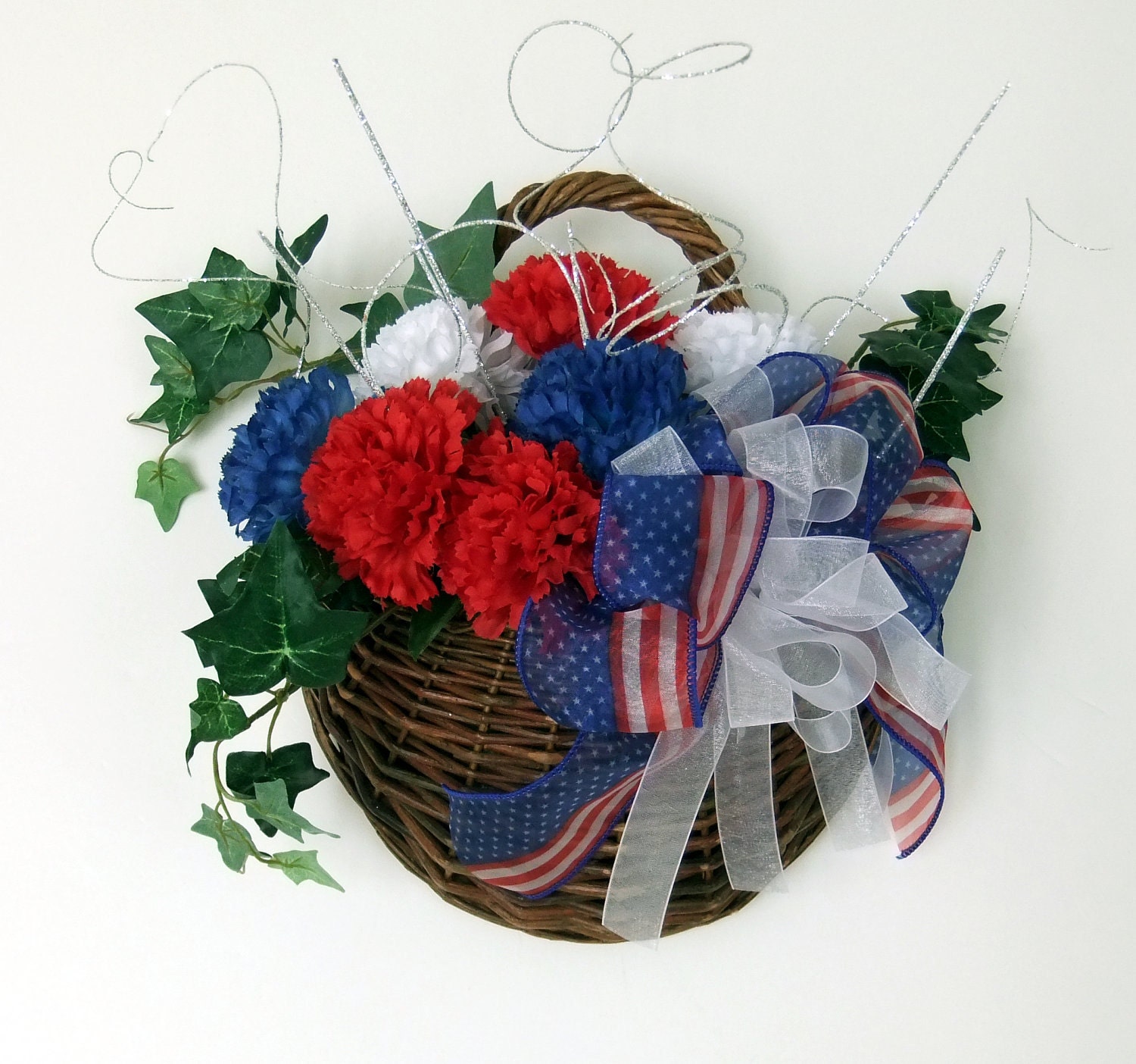 Patriotic Floral Wall Basket