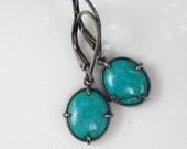 Oval Cabochon Turquoise Earrings