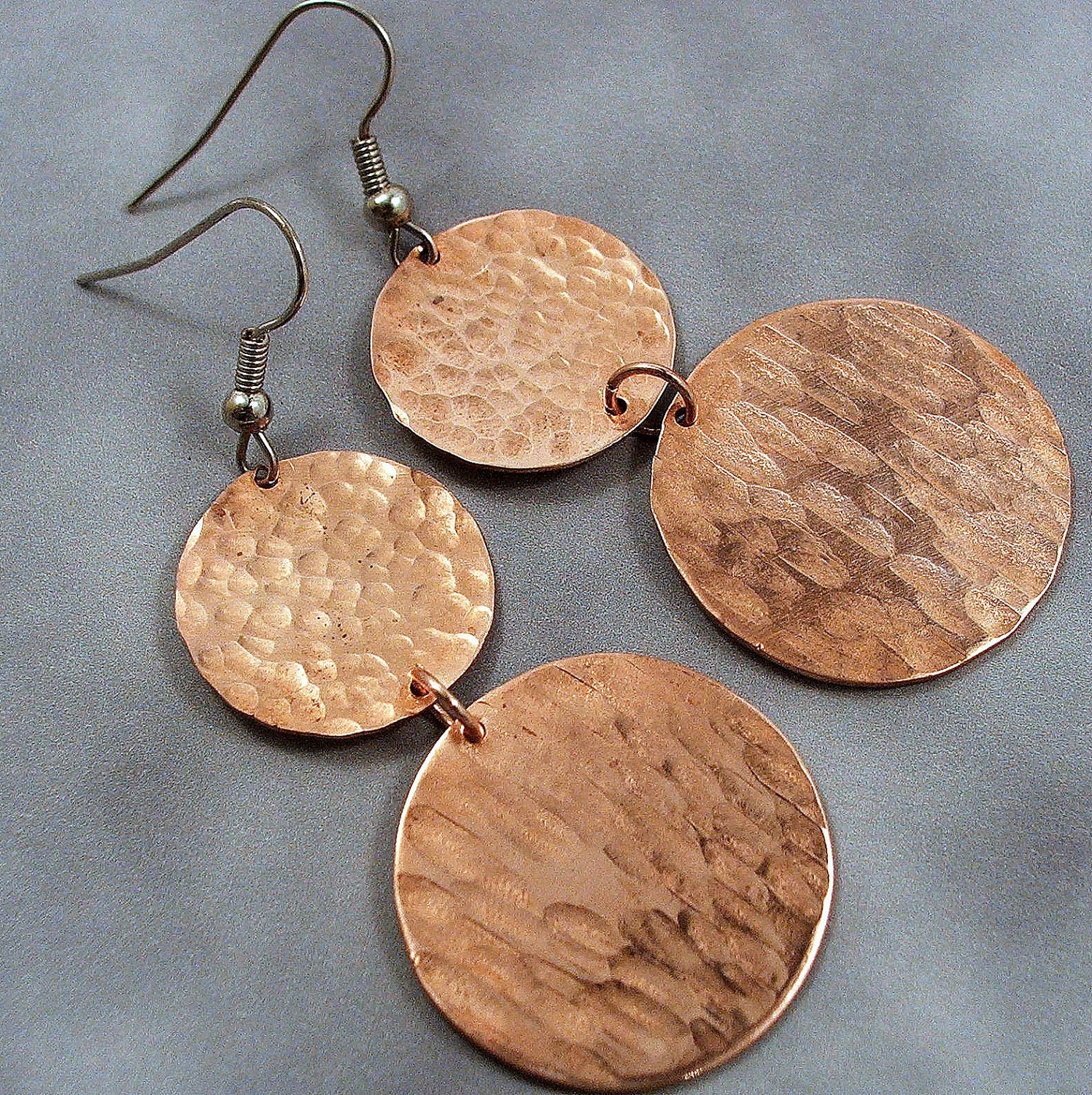 Copper Earrings - Hammered Copper Gypsy Earrings