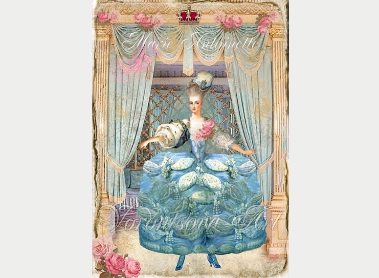 Marie Antoinette boudoir. Digital Collage Sheet. Personal & Commercial Use for paper, invitations, gift tags. Handmade Imade 011