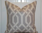 Reserved for Suban -  Decorative Pillow Cover 20 x 20 INCH - Designer Fabric - Gatework Pattern - Throw Pillow - Accent Pillow - Grey