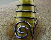 SALE Lampwork Focal Bead -Moss Artifact- Handmade by Jason Powers SRA LE Powers Art Glass