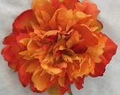 Orange Peony Flower Clip & Pin