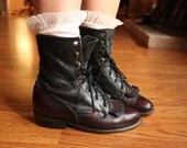 rich ox blood and black leather roper boots 6.5