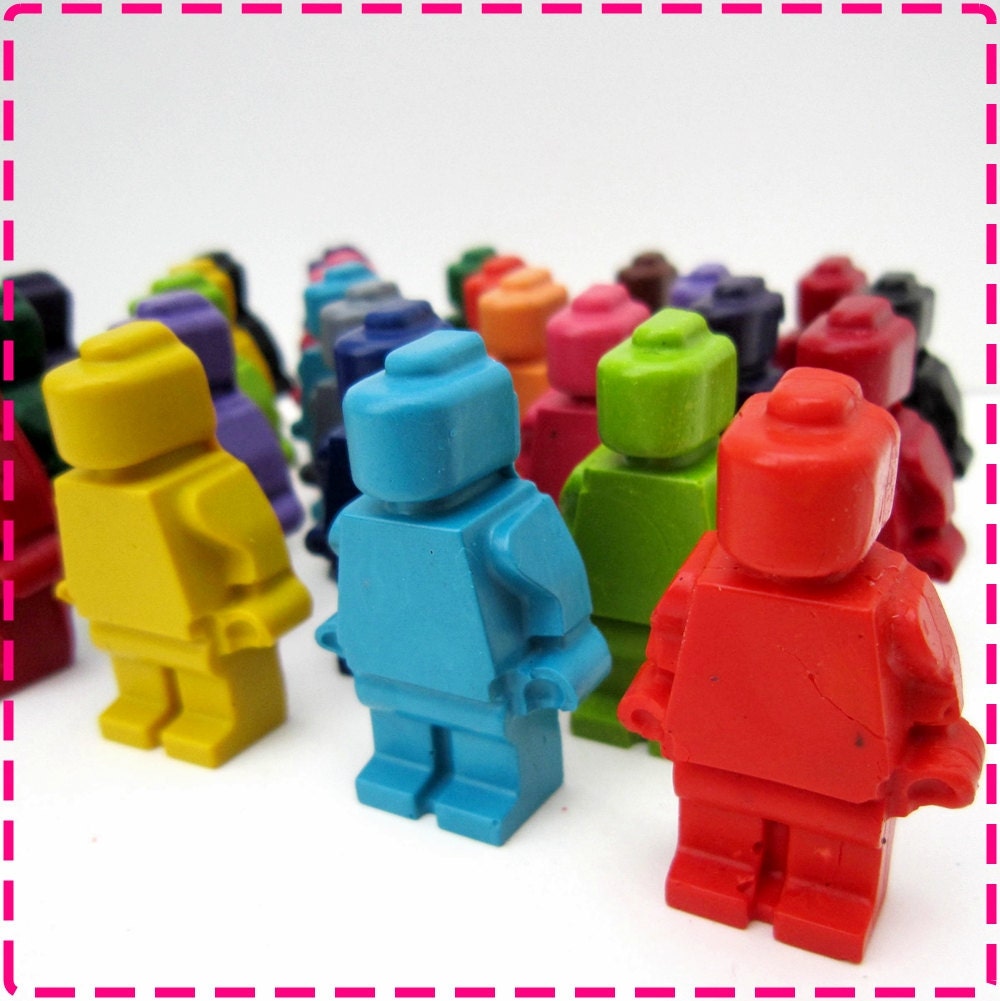 ACTION FIGURE CRAYONS - Party Pack of (20) Favors - Red, Yellow, Pink, Green, Purple, Lavender, Orange, Blue, Turquoise, Lime, Black, Etc.