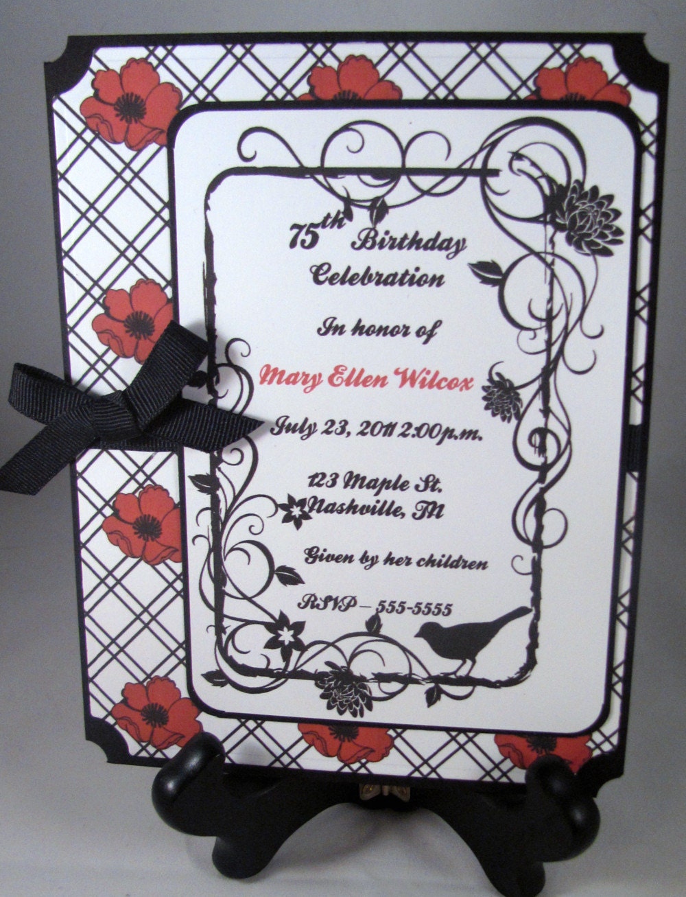 Classic Red & Black Poppy Invitation