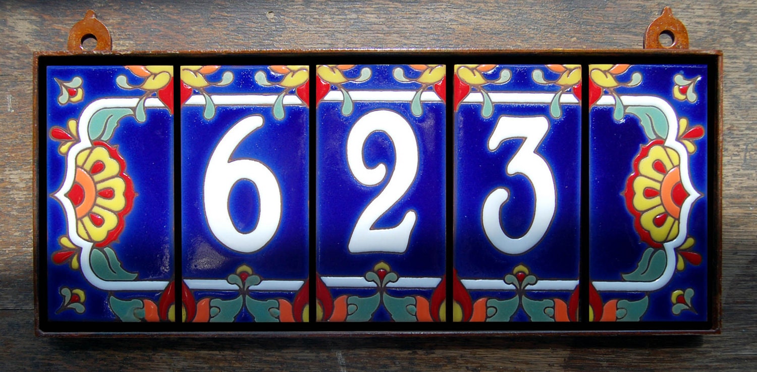 Custom Hand Glazed 3 digit Talavera Tile House Numbers