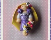 Rapunzel polymer clay bead/hair-bow center/charm