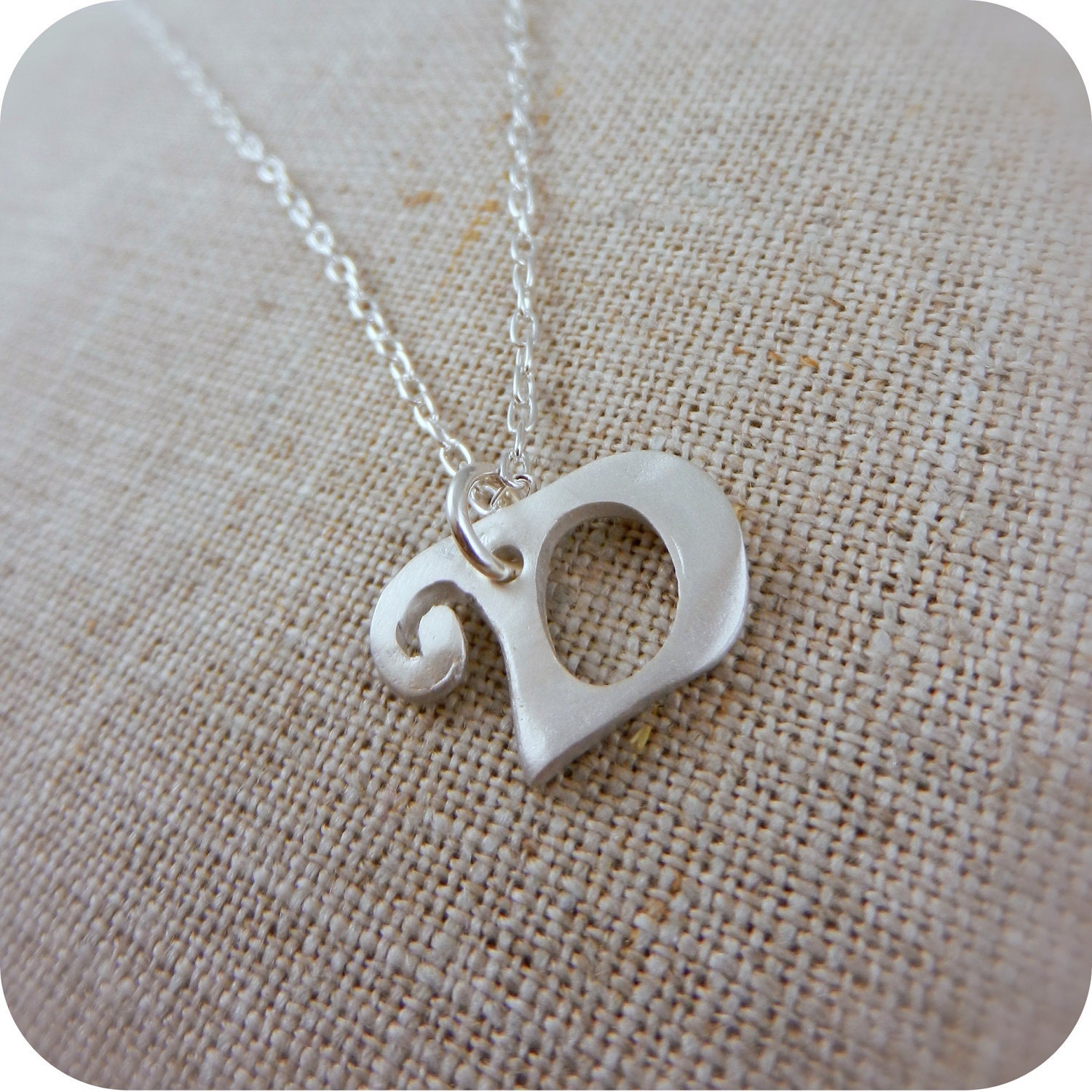 Alphabet Initial Necklace Personalized Silhouettes (The Letter D)