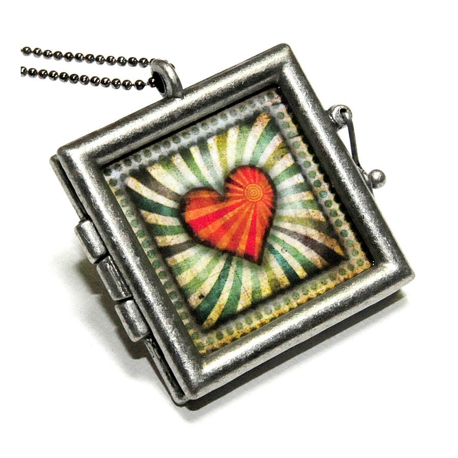 Valentine Necklace Jewelry- Heart- Pendant Locket - Double Sided Hearts Under 25