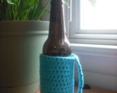 Handled Bottle Cozy Cotton in Mod Blue--Regular