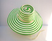 Vintage swirly lime striped floppy hat