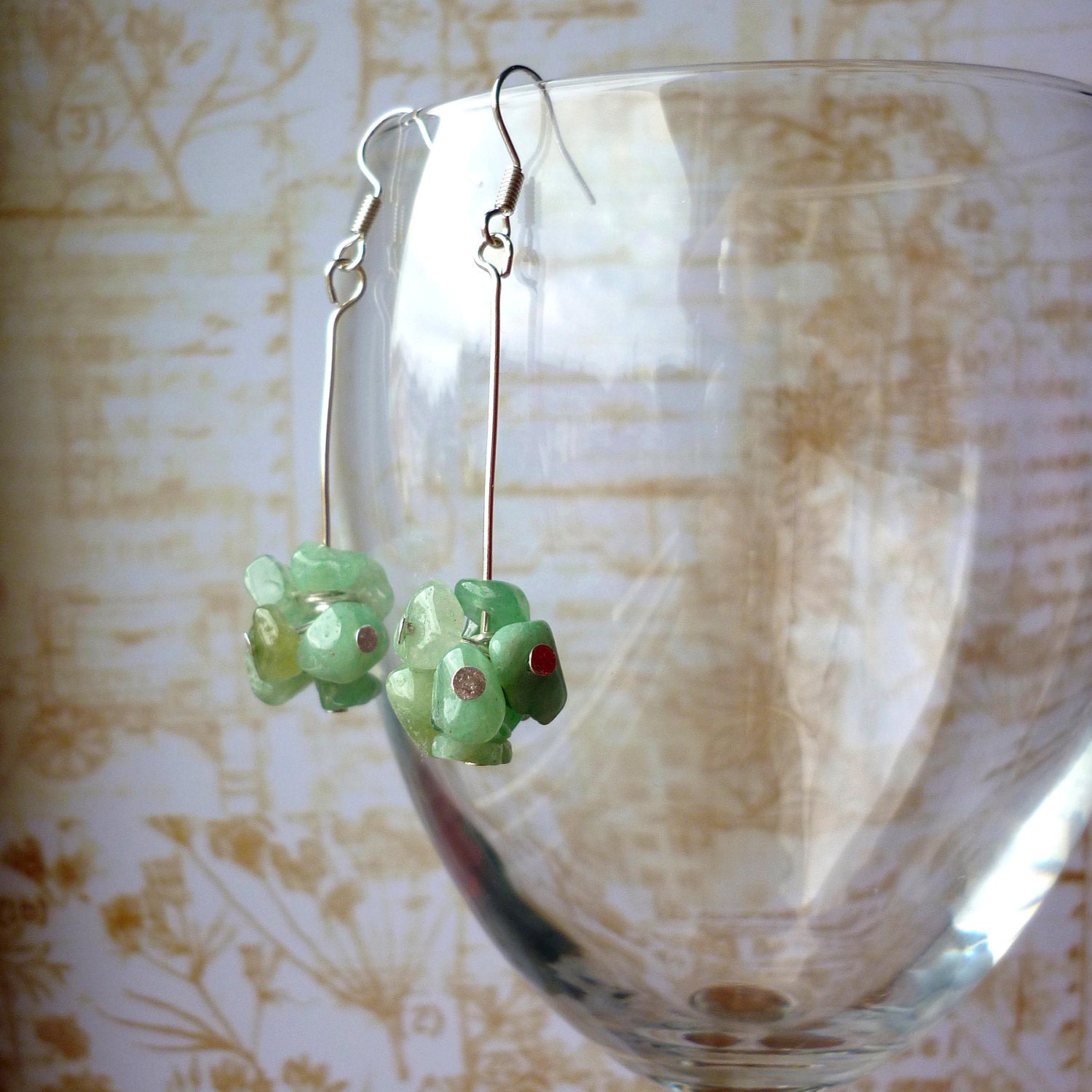 SALE item- 2 pounds off original price. "Cluster" Glass and Silver Earrings. 4 Colours available- blue, purple, green or clear.