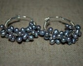 Silver Peackock Freshwater Pearl Hoop Earrings by MixedMediaDesigns1